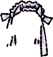 Frilly headband with bows.