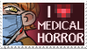 dark version of a stamp that reads I HEART MEDICAL HORROR
