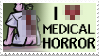 light version of a stamp that reads I HEART MEDICAL HORROR