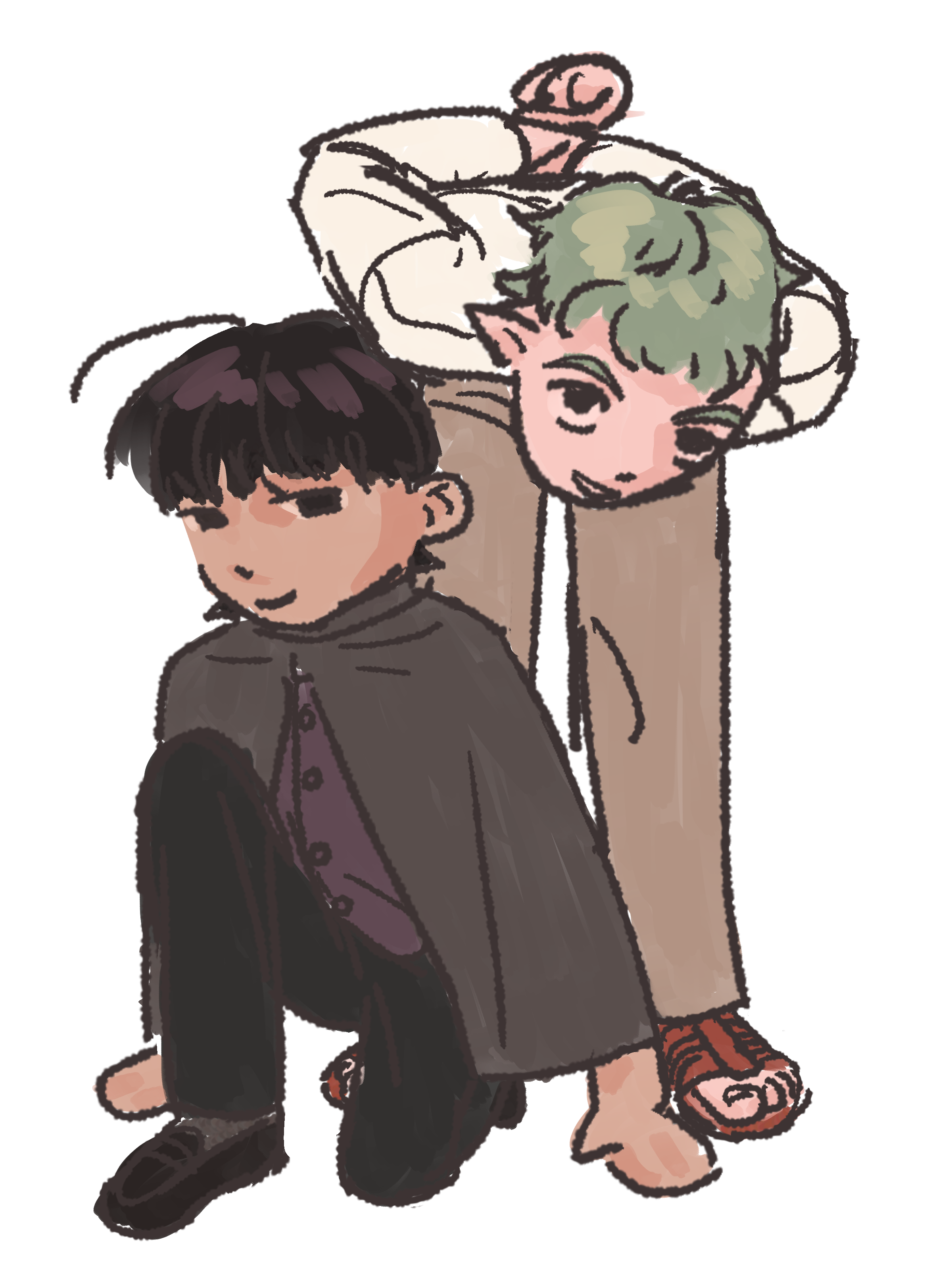 banner image, two boys look at you while talking.